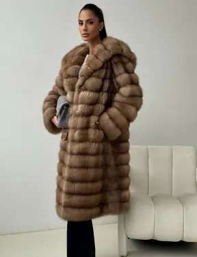 Шуба из куницы с капюшоном кобра - фото 3