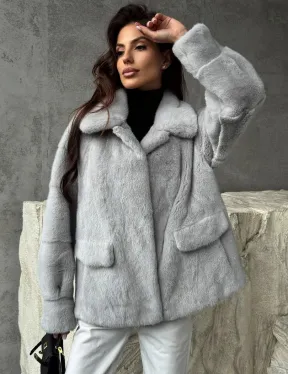 Голубая норковая шуба - фото 7