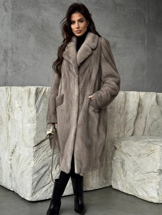 Норковая шуба в сером цвете 