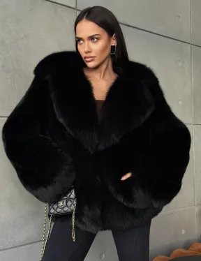 Черная шуба из лисы - фото 6
