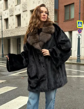 Норковая шуба - воротник куница - фото 6