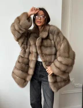 Шуба оверсайз из куницы - фото 12