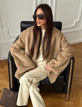 Норковый жакет (бежевый) - фото 8