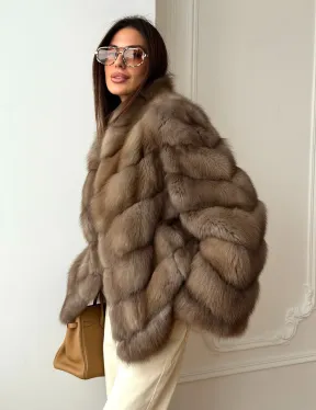 Шуба из меха куницы - рукава косичкой - фото 9