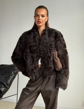 Дубленка кроп-топ из овчины калган - фото 8