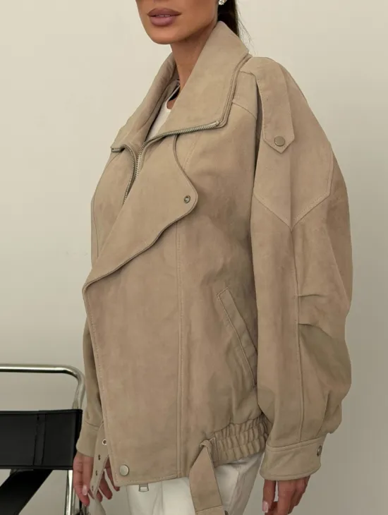 Современная куртка из замшевой кожи - фото 5