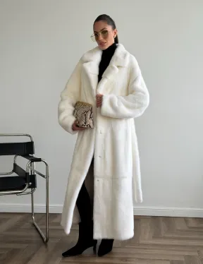 Белая норковая шуба в пол - фото 9