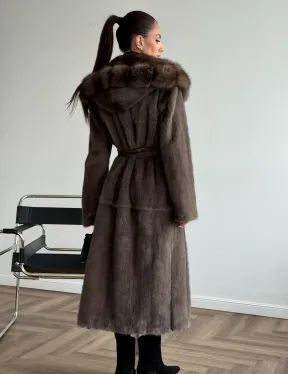 Шуба норковая длинная с капюшоном - фото 10