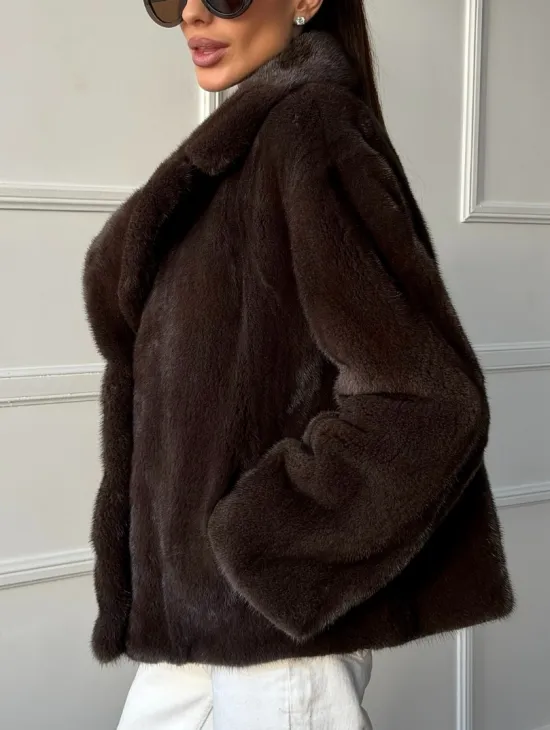 Пиджак норковый - английский воротник - фото 2