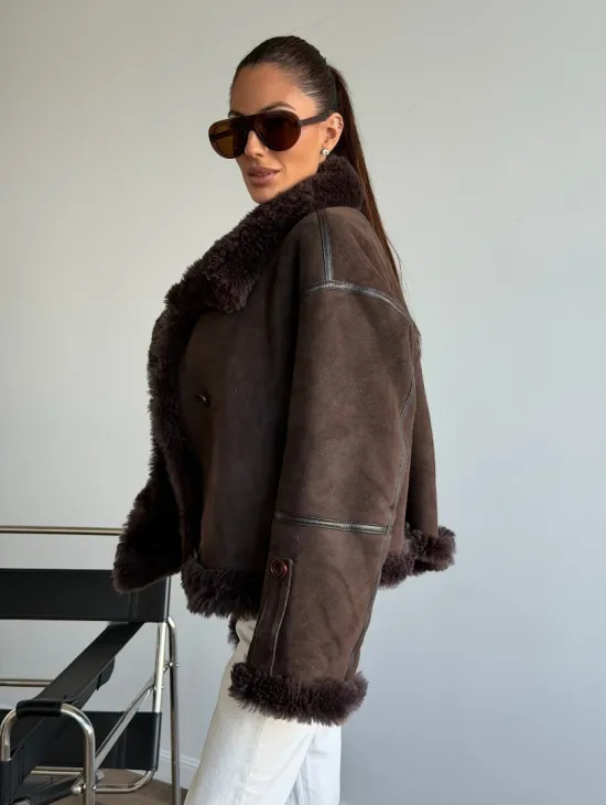 Женская двухсторонняя дубленка - фото 7