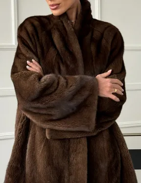 Норка жакет орех V-образный ворот - фото 1