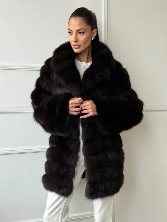 Шуба из куницы английский воротник - фото 7
