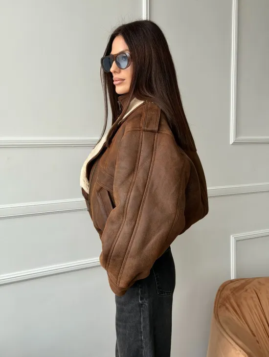 Молодежная куртка - дубленка из овчины - фото 8