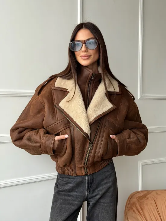 Молодежная куртка - дубленка из овчины - фото 14