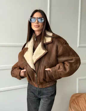 Молодежная куртка - дубленка из овчины - фото 13