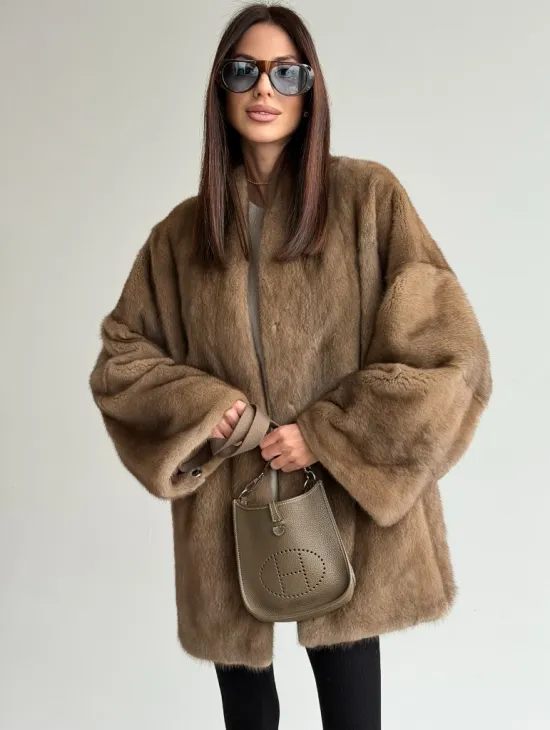 Шуба из аукционного меха норки - пастель - фото 4