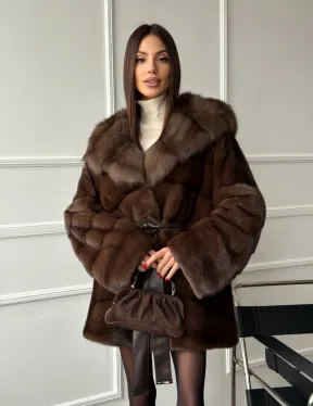 Шуба норка - кимоно с капюшоном - фото 14