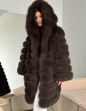 Шуба из песца с капюшоном - фото 5