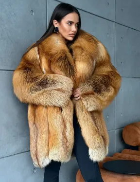 Шуба из натурального меха лисы - фото 0