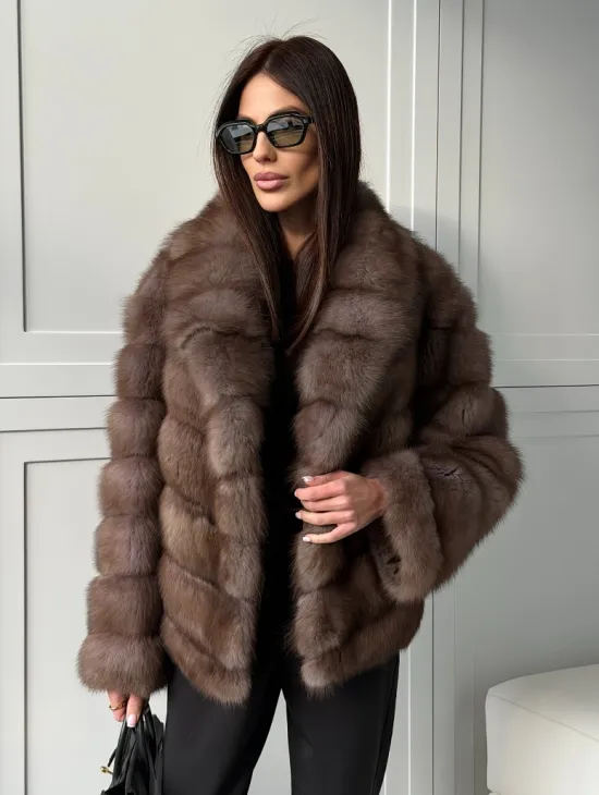 Куртка из куницы - воротник шаль - фото 14