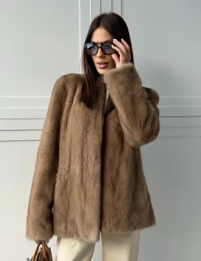 Женский норковый полушубок пастель - фото 14