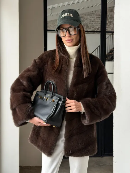 Женский норковый полушубок - фото 17