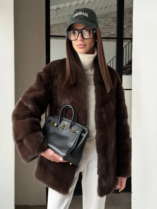 Женский норковый полушубок - фото 12