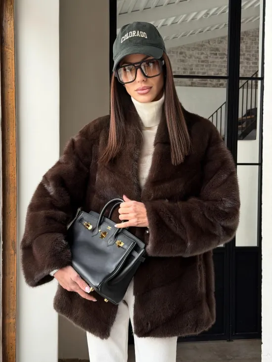 Женский норковый полушубок - фото 18