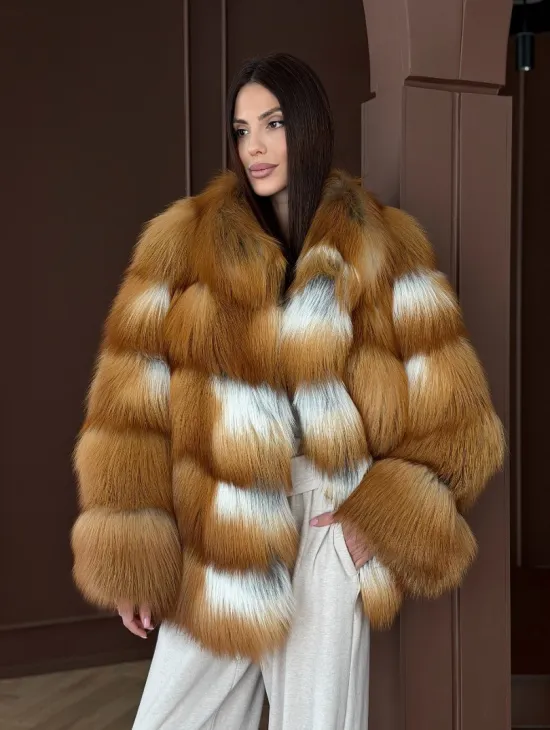 Короткая шуба из рыжей лисы - фото 11