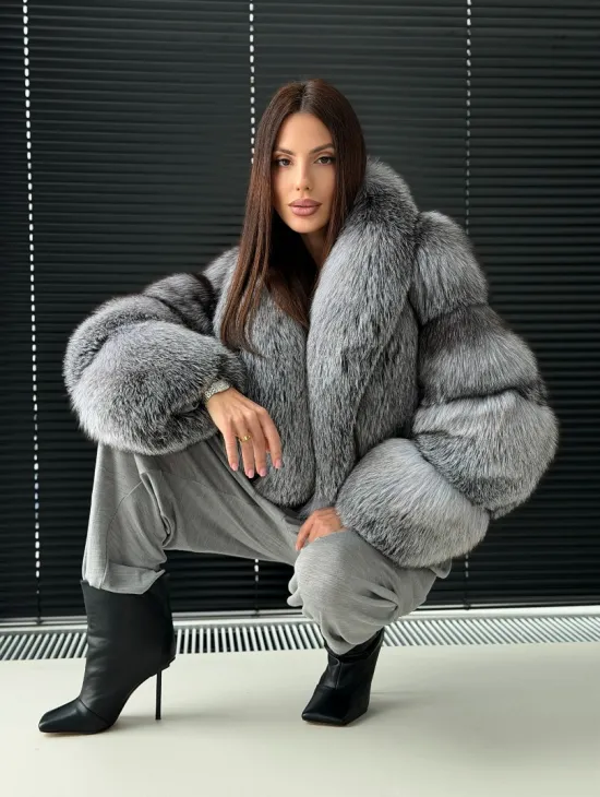 Полушубок - кроп из меха блюфрост - фото 12