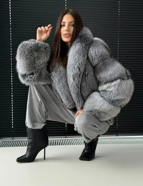 Полушубок - кроп из меха блюфрост - фото 7