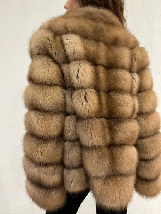 Шуба из меха куницы на молнии - фото 3