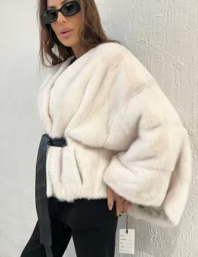 Белое болеро (жакет) из меха норки - фото 3