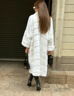 Белая шуба из мех норки NAFA - фото 6