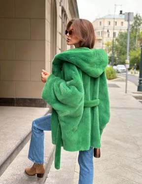 Шуба норковая с капюшоном 100524 - фото 6