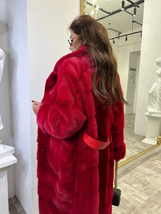 Красная шуба из финской норки - фото 5