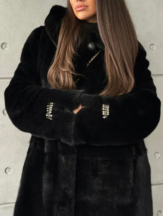 Шуба из норки Blackglama с капюшоном - фото 2