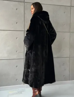 Шуба из норки Blackglama с капюшоном - фото 10