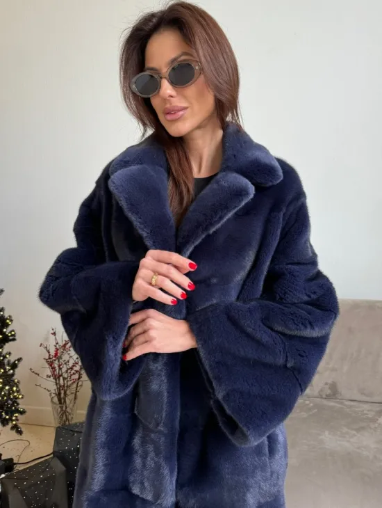 Норка KOPENHAGEN FUR английский воротник поперечка - цвет синий - фото 1