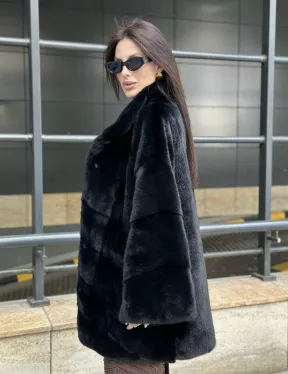 Норка BLACKGLAMA стойка воротник паркет - фото 2