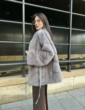 Шуба норковая дымчато-серого цвета - фото 8