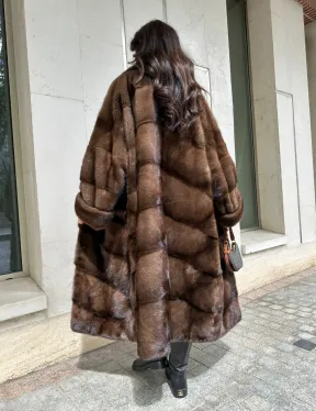 Норковая шуба NAFA соболиного натурального цвета - фото 7