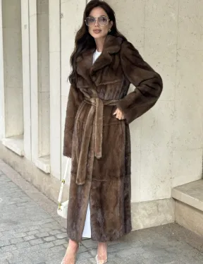 Классическая норковая шуба  натуральный цвет - орех - фото 0