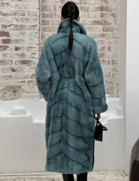 Норковая шуба в цвете TIFFANY - фото 6