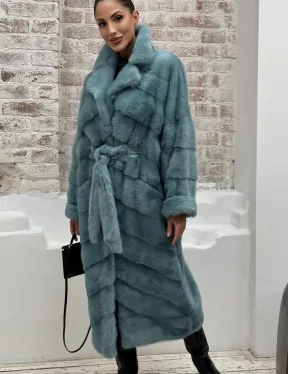 Норковая шуба в цвете TIFFANY - фото 2